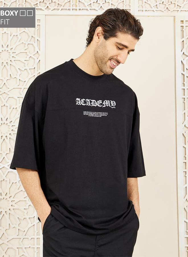 Styli Embroidered Detail Compact Jersey Boxy T-Shirt