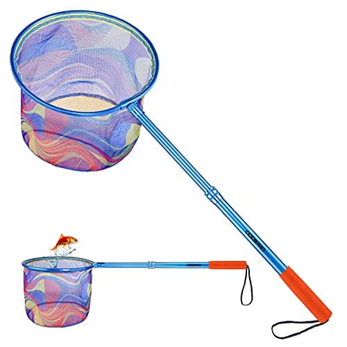 Kids Fishing Net, Telescoping Bait Net, Minnow Net, Butterfly Net - 11.4" Net Depth, Handle Extends to 30" for Easy Catch and Release (blue 1pack)