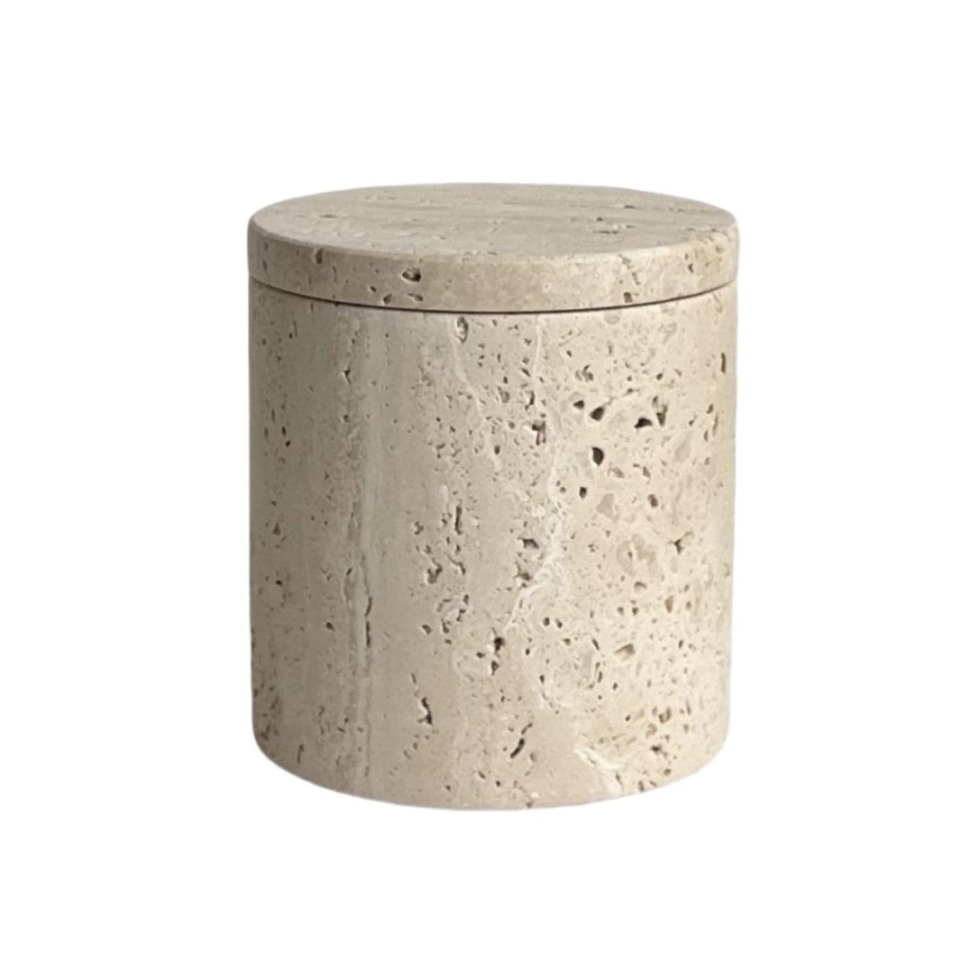 StonePlus Natural Marble Stone Travertine Jar Container Storage Box Cup with Lid Beige Travertine