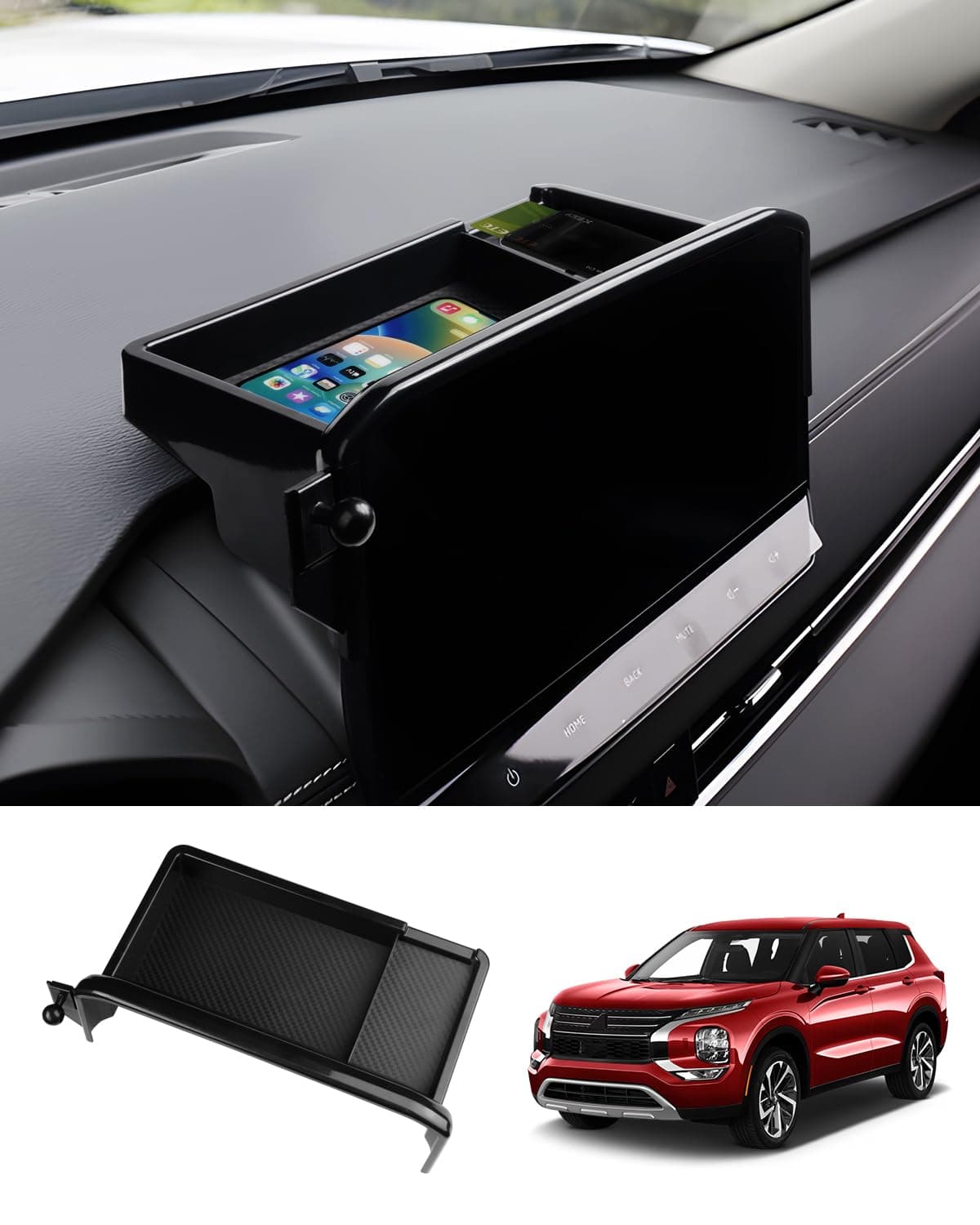 FIILINES Dashboard Storage Tray for Mitsubishi Outlander 2022-2025 (Fit 9" Touch Screen) Dash Center Console Organizer for Outlander Accessories Dashboard Organizer