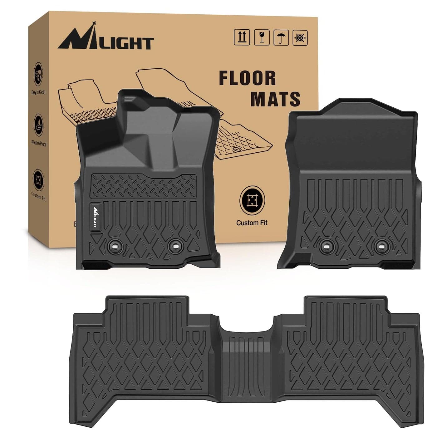 Nilight TPE Floor Mats for Toyota Tacoma Double Cab 2018 2019 2020 2021 2022 2023All Weather Custom Fit Heavy Duty Floor Liners