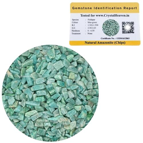Crystal Heaven Certified Amazonite Raw Chips-50 Grams Crystal Stones For Pooja Supplies Vastu Crystal Grids,Meditation,And Healing Practices-Chakra Balancing And Protection Stone
