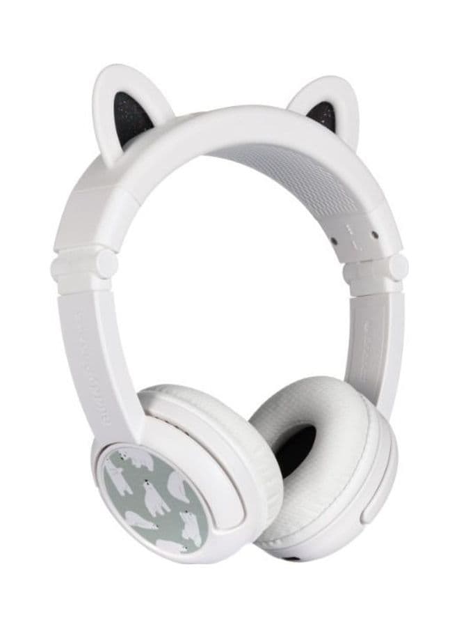 PlayEars+ Bluetooth Wireless Headset - Superb Sound & Playful Animal Ears Design - Bear - White