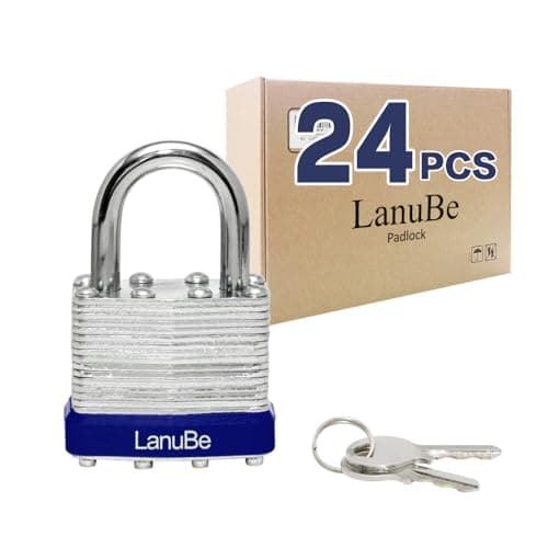 LanuBe Lock Laminated keyed Padlock (1-9/16", 40mm), keyed Alike Locks, Normal Shackle, Pack of 24