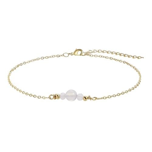 Kyerlyn Dainty Opal Chain Anklet for Women 18k Gold Plated Ankle Bracelets Summer Beach Adjustable Chain Anklet for Women Simple Fashion Jewelry