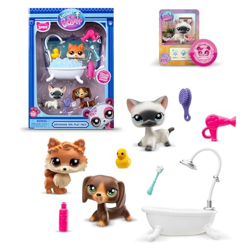 Littlest Pet Shop Grooming Spa Play Pack Gen 7 Authentic LPS Bobble Head Toy Figure Collectible Toy Animal Ages 4