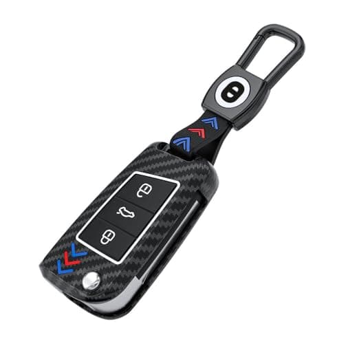 Keyzone ABS Key Cover for Skoda Kushaq, Kodiaq, Slavia, Octavia, Karoq, Superb, 3 Button Flip Key (Black)