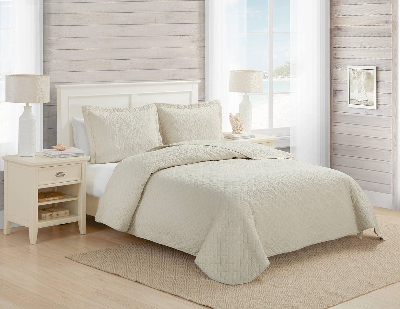 Tommy Bahama Twin Quilt Set Soft Bedding with Matching Sham Super Soft Bedding Set Chevron Dune Twin