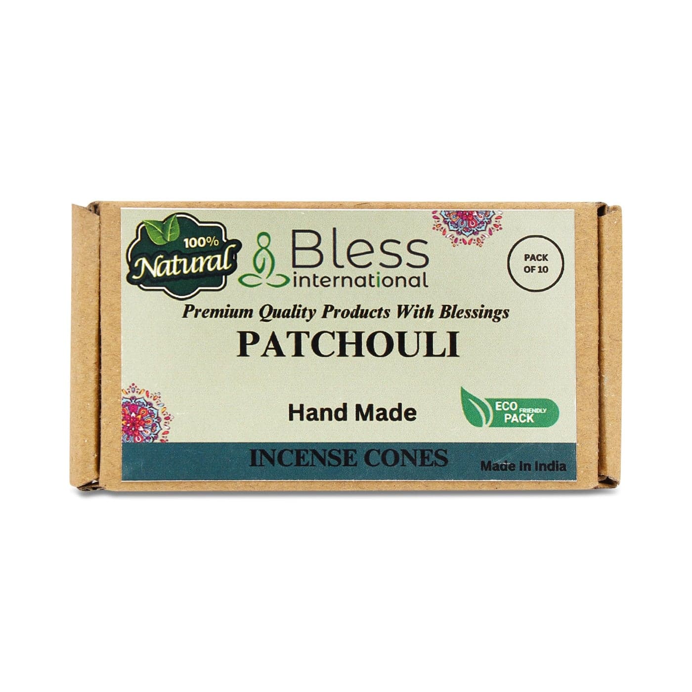 Bless International Patchouli 100NaturalIncenseCones HandmadeHandDipped OrganicChemicalsFree forPurificationRelaxationPositivityYogaMeditation TheBestscents 10 Count