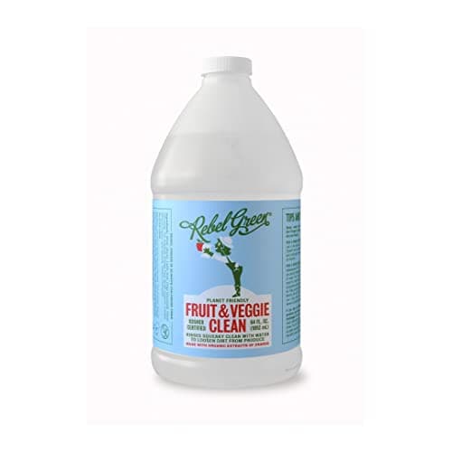 Rebel Green Fruit & Veggie Clean — Plant-Based Produce Cleaner—Natural Fruit and Vegetable Wash with No Aftertaste — Chemical & Wax Removal — Made with Organic Extracts of Citrus — Half Gallon