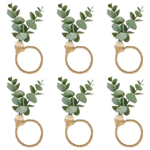 APTWOW Napkin Rings Set of 6, Easter Napkin Rings, Wood Bead Farmhouse Napkins Rings for Weddings Easter Party and Easter Table Decoration