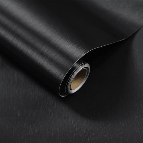 Black Stainless Steel Contact Paper 15.7"x 118" Modern Thick Metallic Fridge Wallpaper Peel and Stick for Kitchen Dishwasher Cabinets Backsplash Counter Removable Self Adhesive Vinyl Roll Waterproof