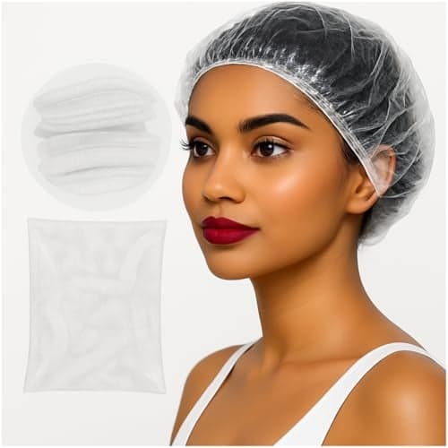 Adbeni Waterproof Disposable Hair Cap for Women & Men Pack of 100, Clear Plastic Spa, Salon, Hotel, Travel & Dyeing Use High Quality Bath Shower Protection Hat for Bathroom & Beauty Treatments