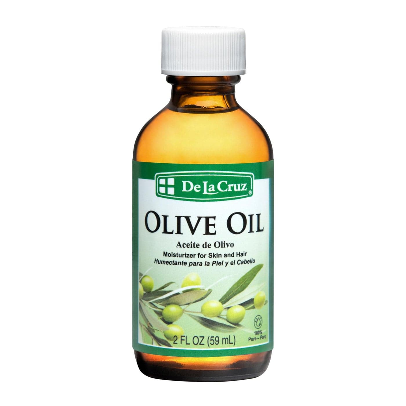 De La Cruz Pure Olive Oil Natural Expeller Pressed Olive Oil for Hair and Skin Lightweight Body Oil for Dry Skin 2 Fl Oz 1 Bottle