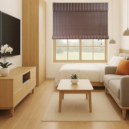Mr.Chickwala Light Filtering & Cooling PVC Exterior & Interior Window Blind for Balcony and Outdoor Area - Sun Shade, Heat Reducing, Rain Resistant Choclate Brown (4Feet X 5Feet)