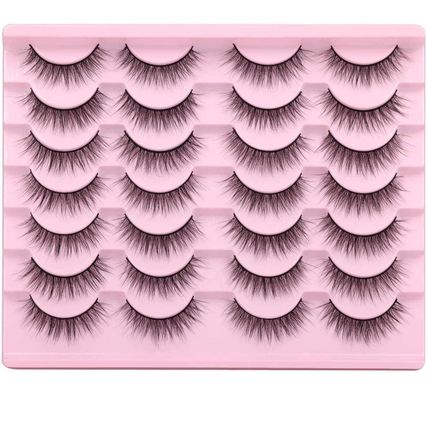 Wispy Lashes 12mm False Eyelashes Natural Look Short Faux Mink Eyelashes Wispies Ripple Strip Lashes Pack 14 Pairs