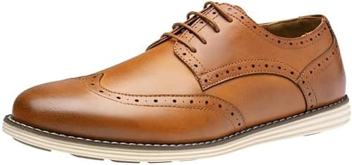 Vostey Men's Casual Dress Shoes Wingtip Dress Shoes for Men (BMY617A Brown 09)