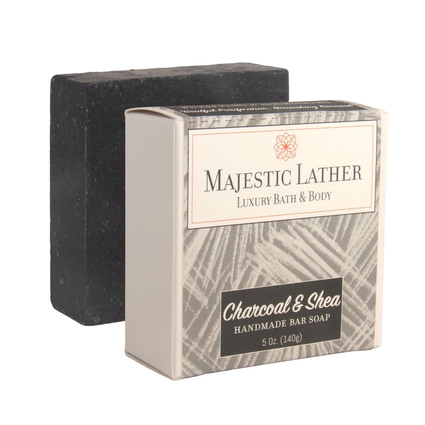 Majestic Lather Activated Charcoal Shea Butter Luxury Bar Soap for Face Body Oily Sensitive Skin Eczema Psoriasis and ACNE Purifying Nourishing