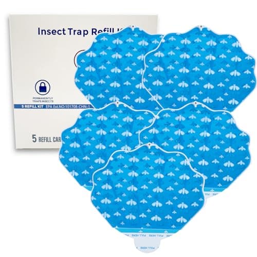 Flying Insect Trap Refill Kit Plug-in Sticky Card Plug Refill Replacement Glue Cards for HU002 Insect Trap (5 Pack-Refill, Transparent)