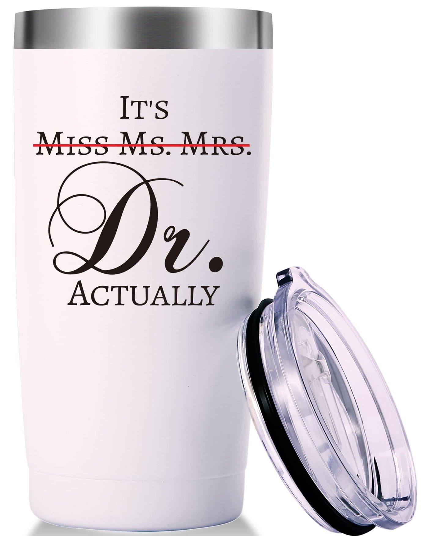 AMZUShome Doctor Gifts Travel TumblerIts Miss Ms Mrs Dr Actually MugDoctorDoctor RetirementMedical School Graduation GiftsAppreciationBirthdayChristmas Gifts for DoctorsMDMed20oz White