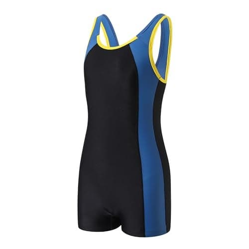 J.E Sterguard Athletic Girls' One Piece Swimsuit, Infinity Splice Thick Strap Girls Bathing Suits, Pro for Practice and Competition Color Block Girl Swimsuits Size 6 1880-BL