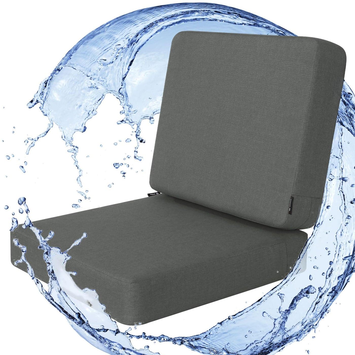 Favoyard Outdoor Deep Seat Cushion Set 19 x 19 Inch Rainproof 3Year Fade Resistant Patio Furniture Cushions Removable Seat Bottom Back Cushion covers with Ties for Chair Sofa Couch Dark Grey