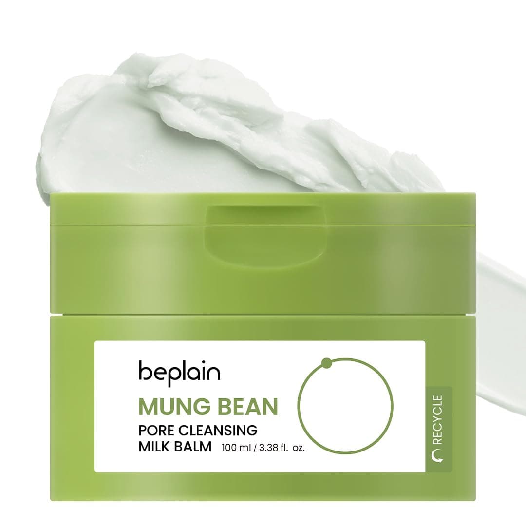 beplain Mung Bean Pore Cleansing Milk Balm (3.38 fl.oz /100ml) for face| Fragrance-Free |Korean Makeup Remover| Non-Greasy Sorbet Texture| Moisturized finish with Ceramides|All in One Facial Cleanser