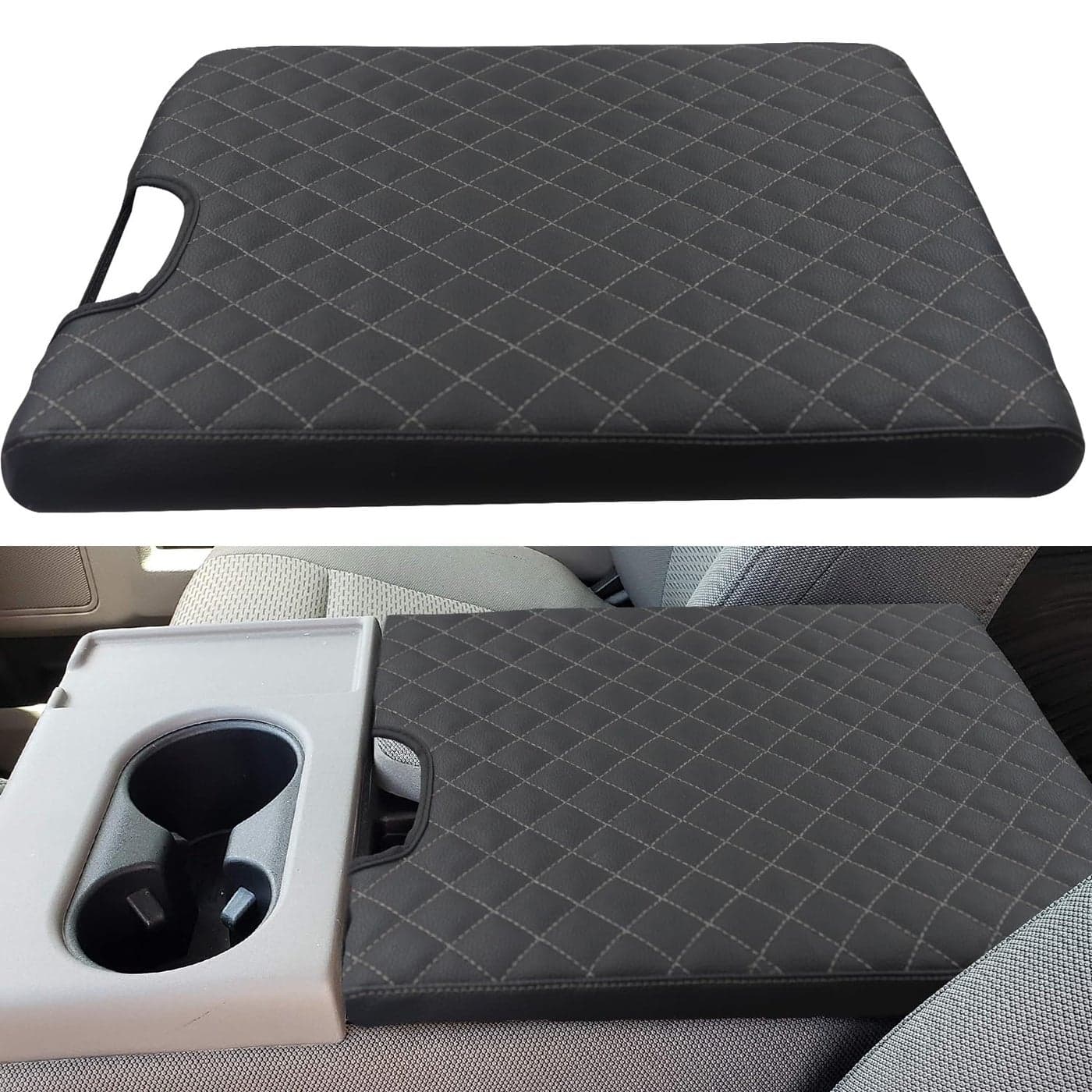 LOCOY Center Console Armrest Cover for Ford F150 Accessories 20152025 for F250 F350 F450 20172025 with 402040 Jump Seat Arm Rest Cushion Protection Interior Middle Console Cover Gray Stitches
