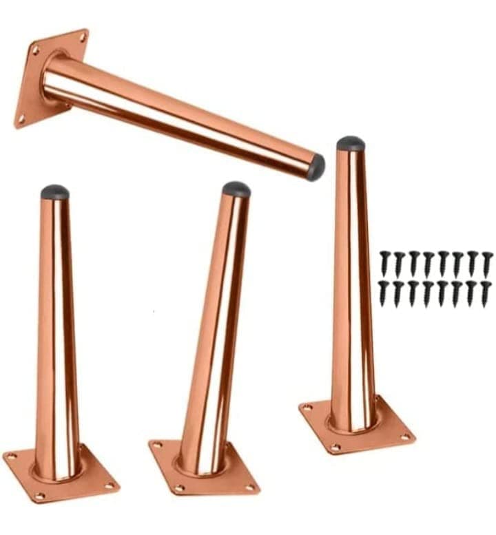 Fascination FASINATION Sofa Legs Sofa Furniture PVD Glossy Finish Cone Shape Design Sofa Leg Set of 4 10 InchRose Gold