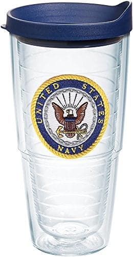 Tervis Navy Logo Made in USA Double Walled Insulated Tumbler Travel Cup Keeps Drinks Cold & Hot, 24oz, Classic