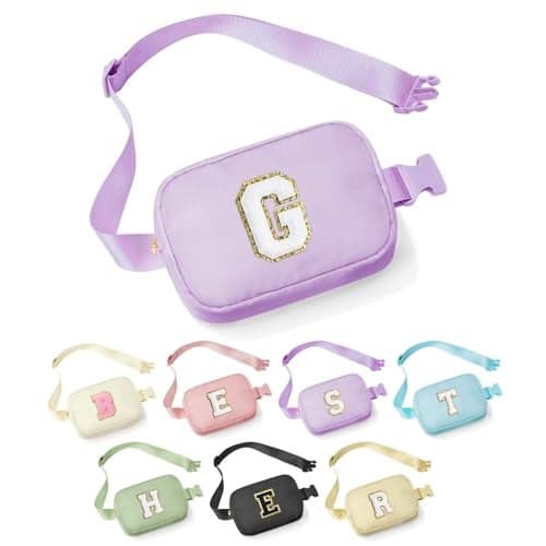YOOLIFE Birthday Gifts for 4 5 6 7 8 9 10 11 12 13 14 Year Old Girls - Initial Fanny Pack Belt Bag Purse for Girls Teens Daughter Sister Niece, Personalized Trendy Stuff for Teen Girl Kids | Purple G