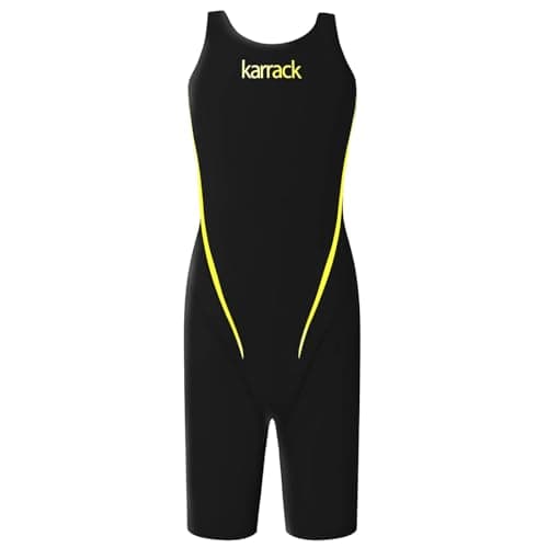 karrack Girl Swimming Suit Sports Conjoined Swim Suits Girl Training Competition Children Swimming Suit Black/Yellow