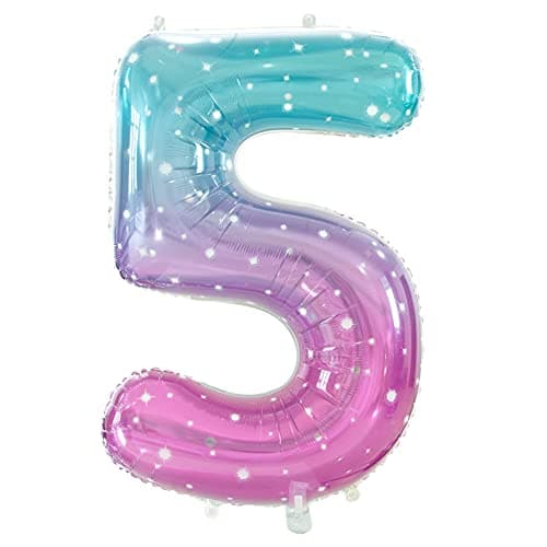 Gifloon Number 5 Balloon Large number balloons 40 inch 5th Birthday Party Decorations Supplies 5 Year Old Birthday Sign Decor