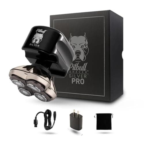 Skull Shaver Pitbull Silver PRO SX5 :Electric Head Shaver for Men, Wet & Dry Bald Head Shaver with Ergonomic Design - Perfect Grooming Kit & Gift for Men