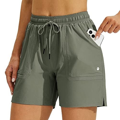 Willit Women's 5" Hiking Shorts Golf Athletic Outdoor Shorts Quick Dry Workout Summer Water Shorts with Pockets Sage Green XXL