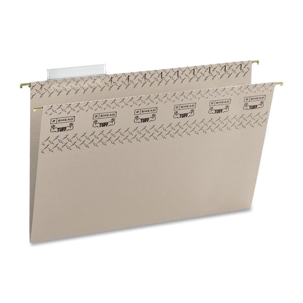 Smead TUFF Hanging File Folder with Easy Slide Tab, 1/3-Cut Sliding Tab, Legal Size, Steel Gray, 18 per Box (64093, Rod Color May Vary)