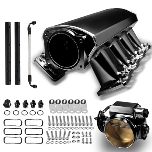 92MM Intake Manifold with Fuel Rails and Throttle Body Throttle Position Sensors TPS IAC Compatible with Chevrolet GMC Pontiac for LS LS1 LS2 LS6 5.3L 5.7L 6.0L Black