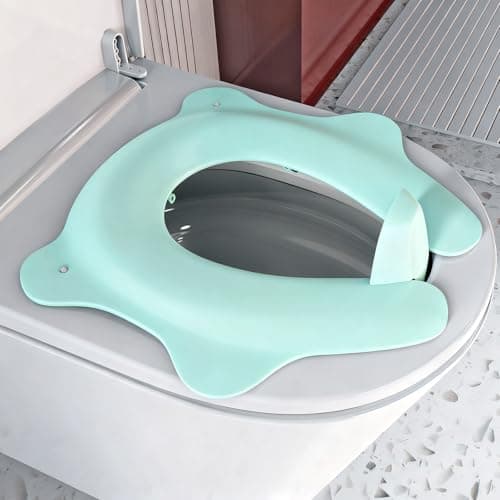 Foldable Travel Potty Seat for Toddler Portable Toilet Training Seat for Kids on The Go Fits Round Oval Toilets with NonSlip Base Travel Bag for Car Airplane Essentials Blue
