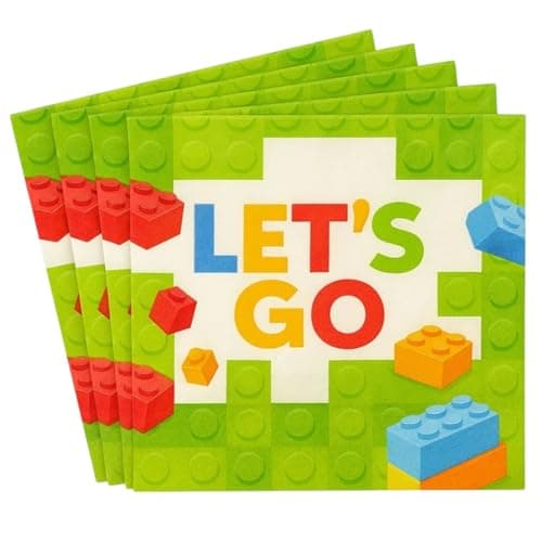 Wanna Party Bold & Bright Building Blocks Birthday Luncheon Napkins (Pack of 20) - Sturdy & Stylish Design - Perfect Party Essential for Building Blocks Lovers.