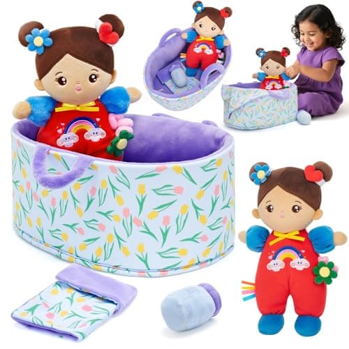 OUOZZZ 10 Soft Baby Doll Set Hispanic Baby Doll Accessories Pretend Playset Doll for 2 Year Olds Girls Social Emotional Learning Birthday Gift for 2 Year Olds Girls