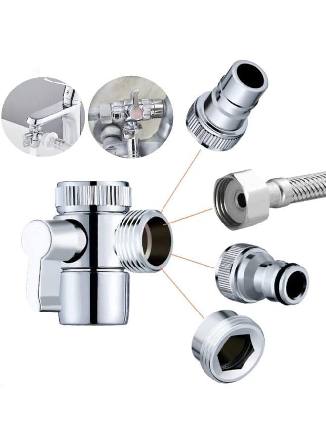 Faucet Diverter Valve with Faucet Aerator Sink Faucet to Garden Hose Shunt Faucet Adapter for Bathroom/Kitchen Sink Faucets Connected to Portable Washing Machines/Dishwashers