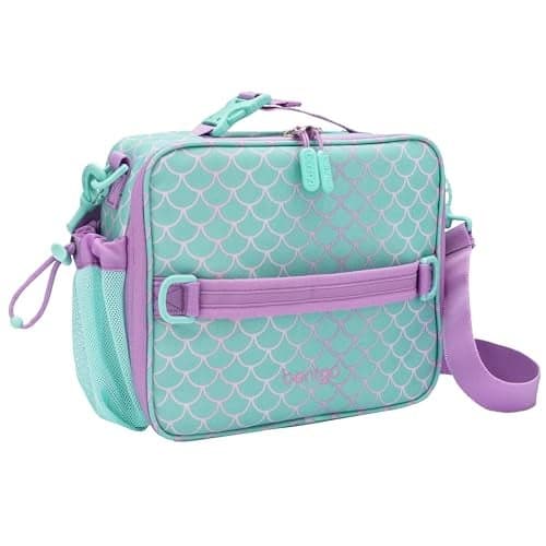 Bentgo Kids Lunch Bag Durable DoubleInsulated Lunch Bag for Kids 3 Holds Lunch Box Water Bottle Snacks EasyClean WaterResistant Fabric Multiple Zippered Pockets Mermaid