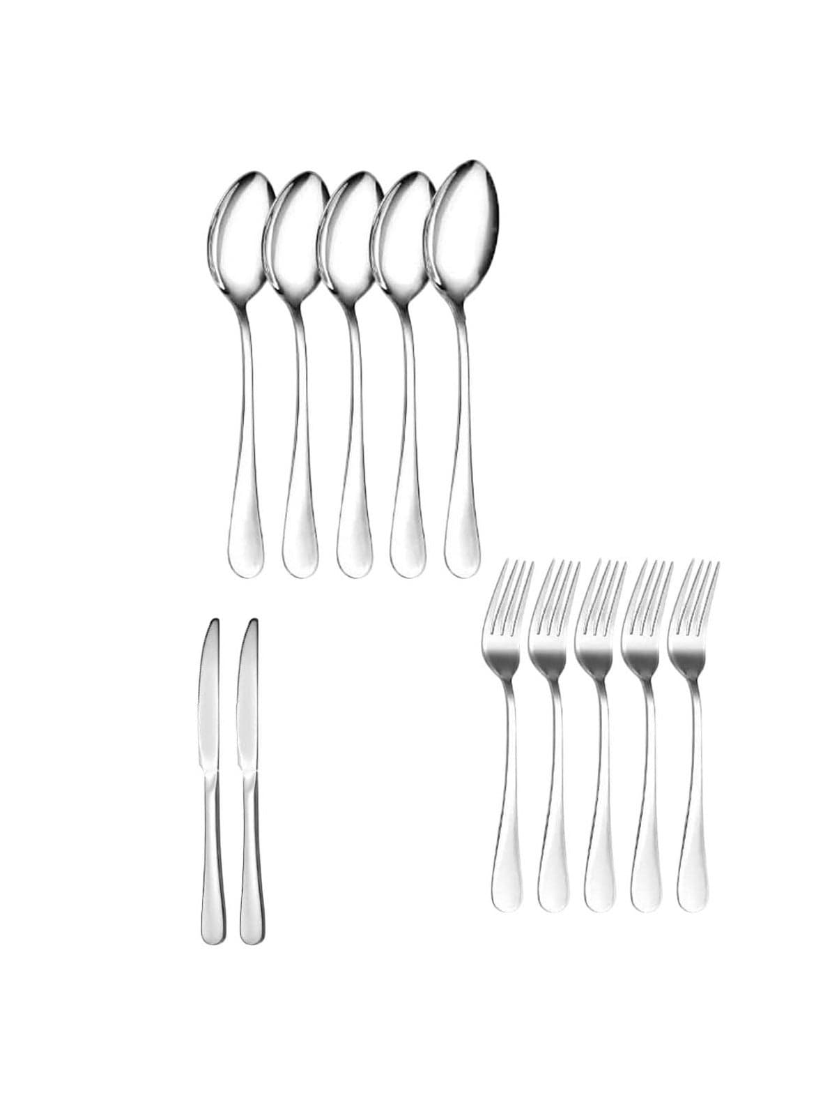 12-Piece Stainless Steel Cutlery Set 2 Knives, 5 Forks & 5 Spoons