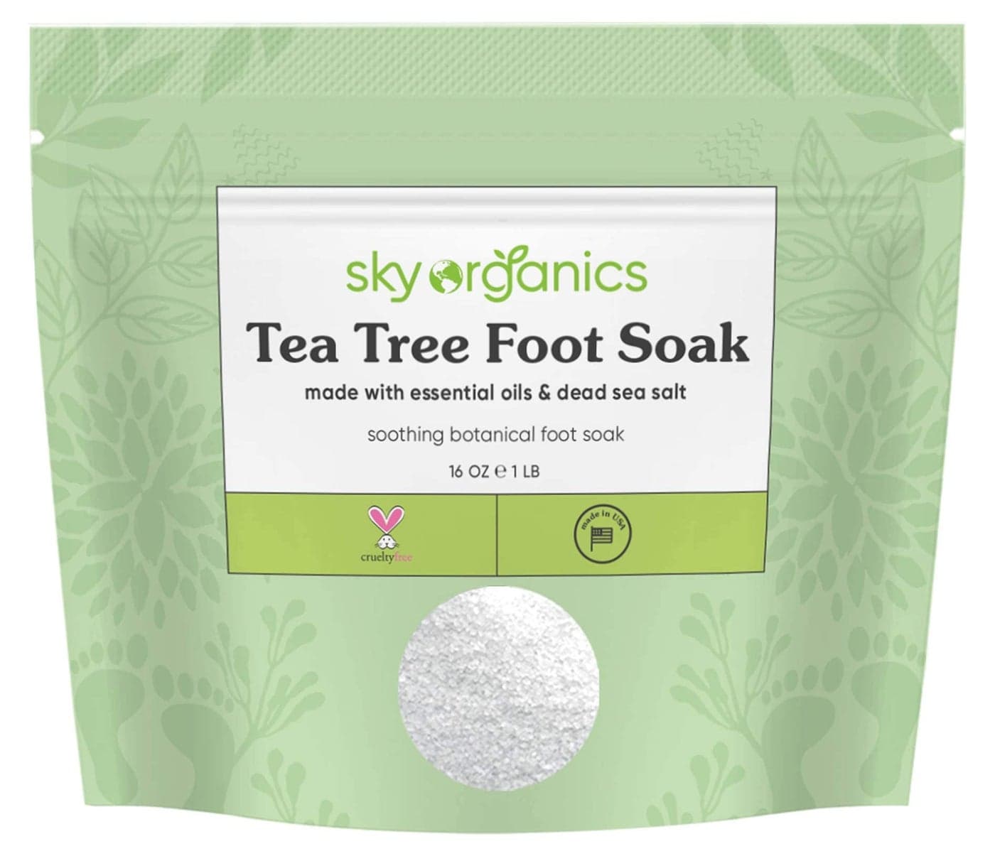 Sky Organics Tea Tree Foot Soak for Feet to Soothe Refresh Soften 16 fl Oz