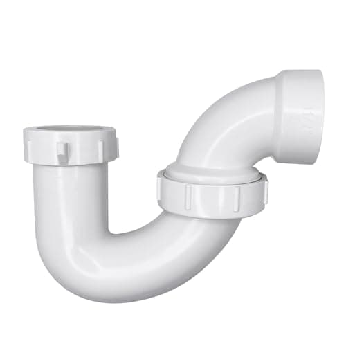 112 Inches PVC DWV PTrap Drain Pipe with Union for bathroom sink White