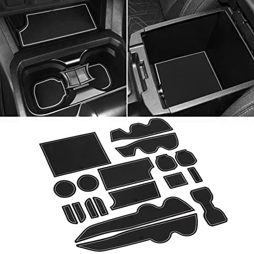 SENSHINE for Toyota Tacoma Accessories 2016-2021 2022 2023 Non-Slip Anti Dust Liner Cup Holder, Center Console, and Door Pocket Inserts Mats Premium Custom Interior (Double Cab) (Gray Trim)