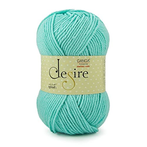 Ganga Acrowools Acrylic Desire Hand Knitting and Crochet Yarn. Pack of 1 Ball - 100Gms. Shade No - Dsr005, Aqua