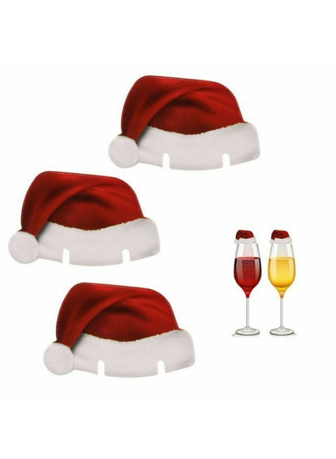 10PCS New Christmas Decorations Wine Glass Hats Card Champagne Red Wine Christmas Hat Card Decoration Party Holiday Decorations