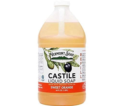 Vermont Pure Castile Soap Orange Gentle Liquid Soap for Sensitive Skin Natural Body Wash Organic Hair Shampoo for Oily Hair Aloe Castile Soap for Men Women 64 Oz