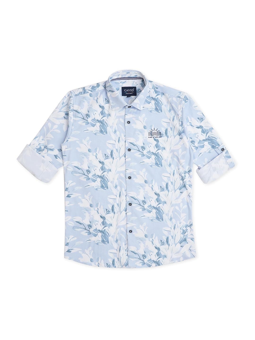CAVIO Boys Regular Fit Spread Collar Casual Shirt SkyBlue
